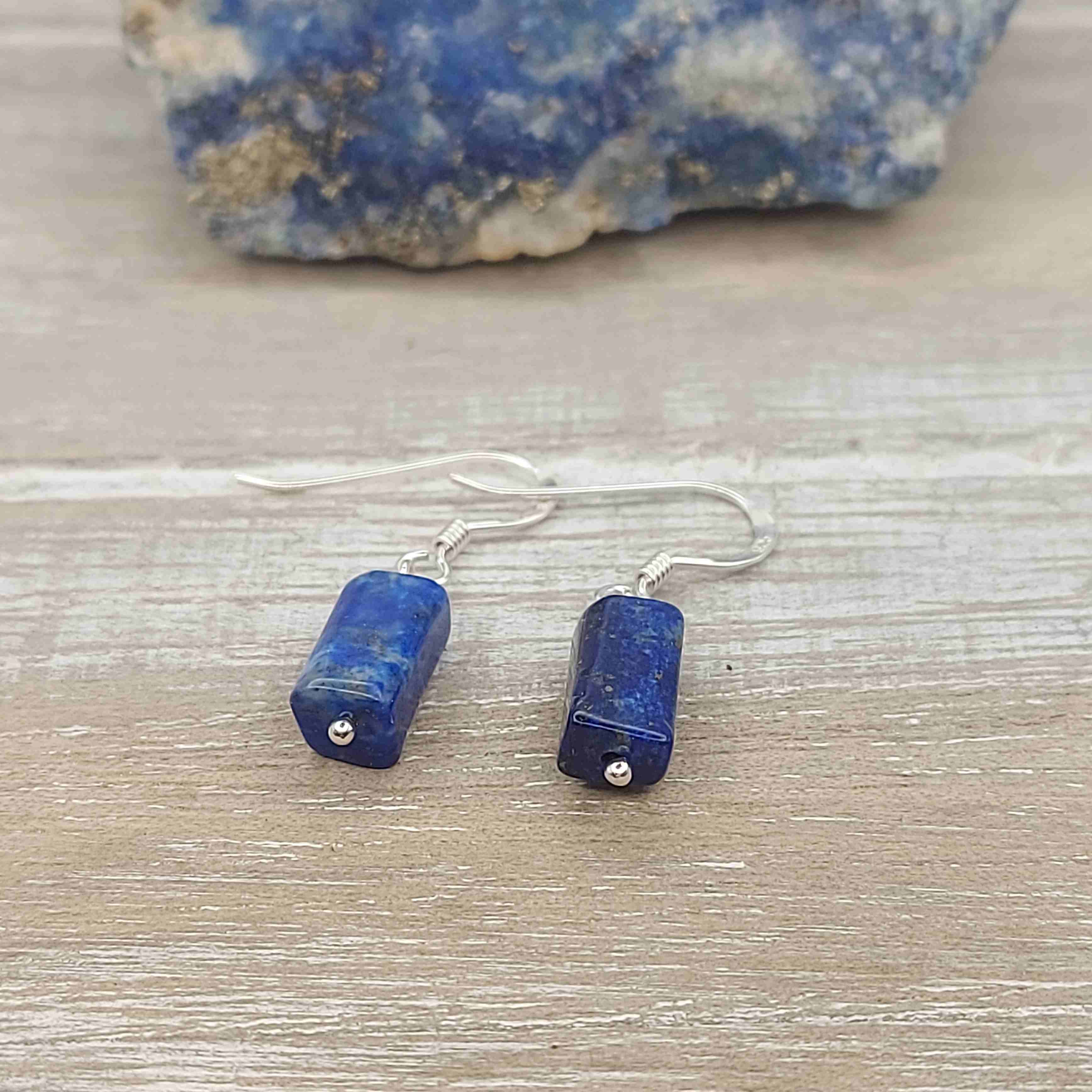 Lápisz lazuli ásvány fülbevaló 925 ezüsttel
