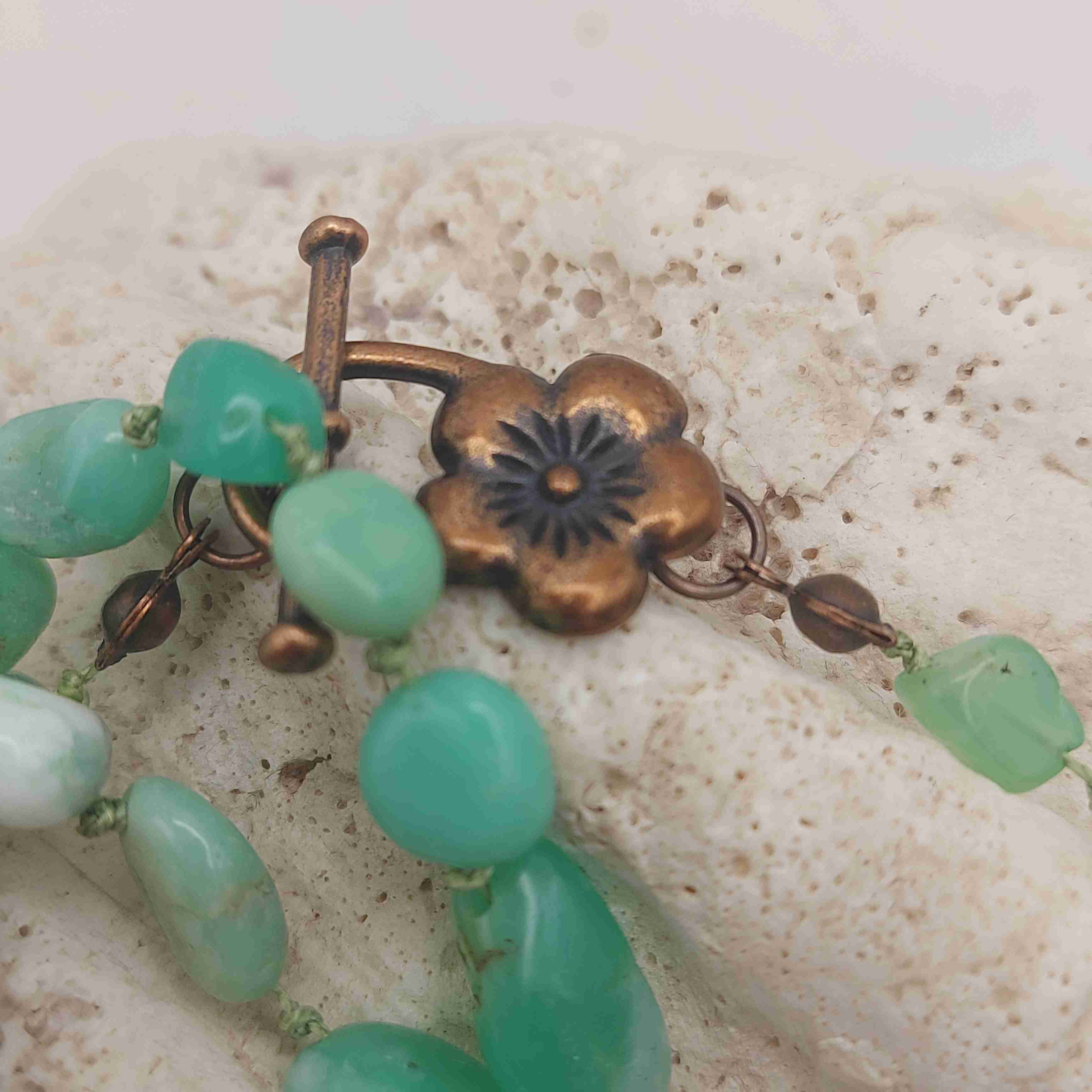 Krizopráz ásvány nyaklánc és fülbevaló galéria kép