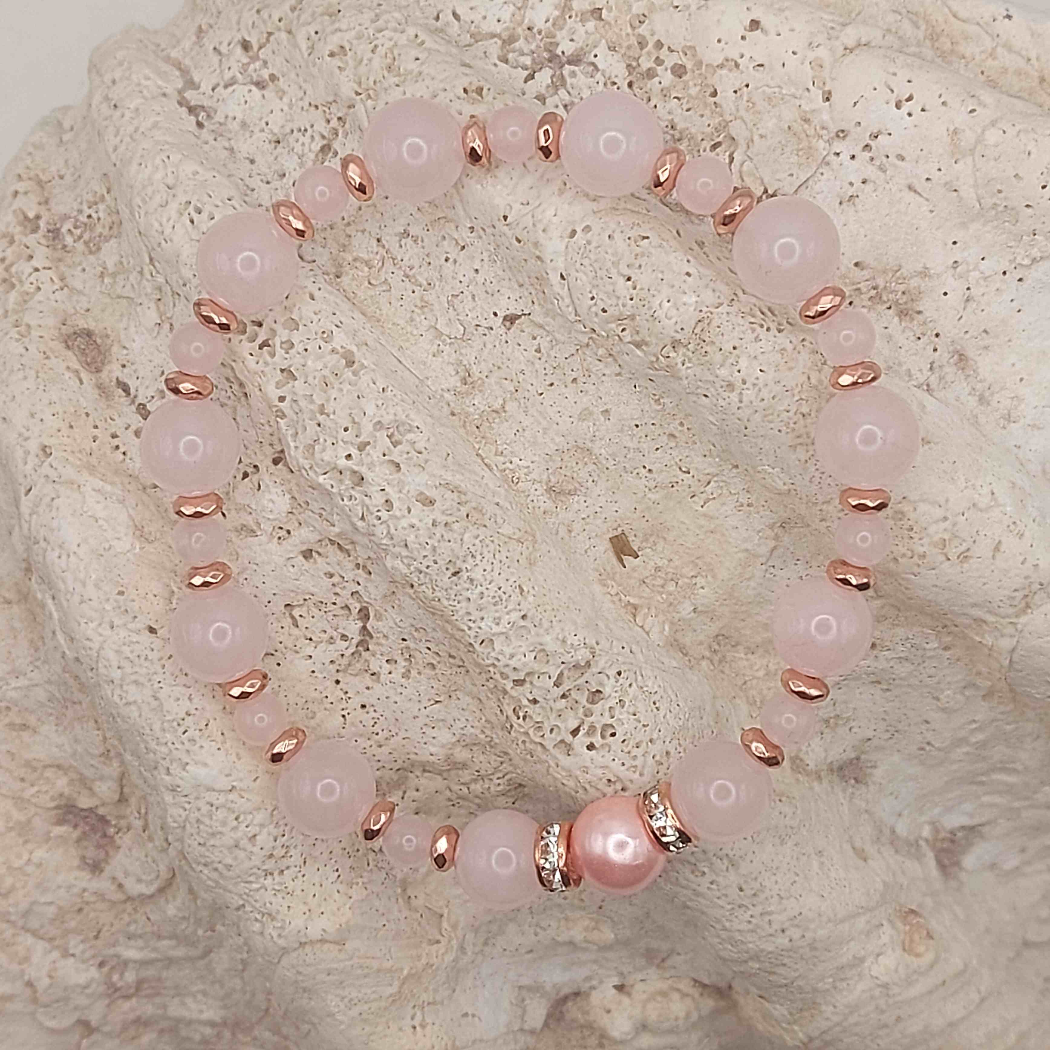 Madagaszkári rózsakvarc karkötő galéria kép