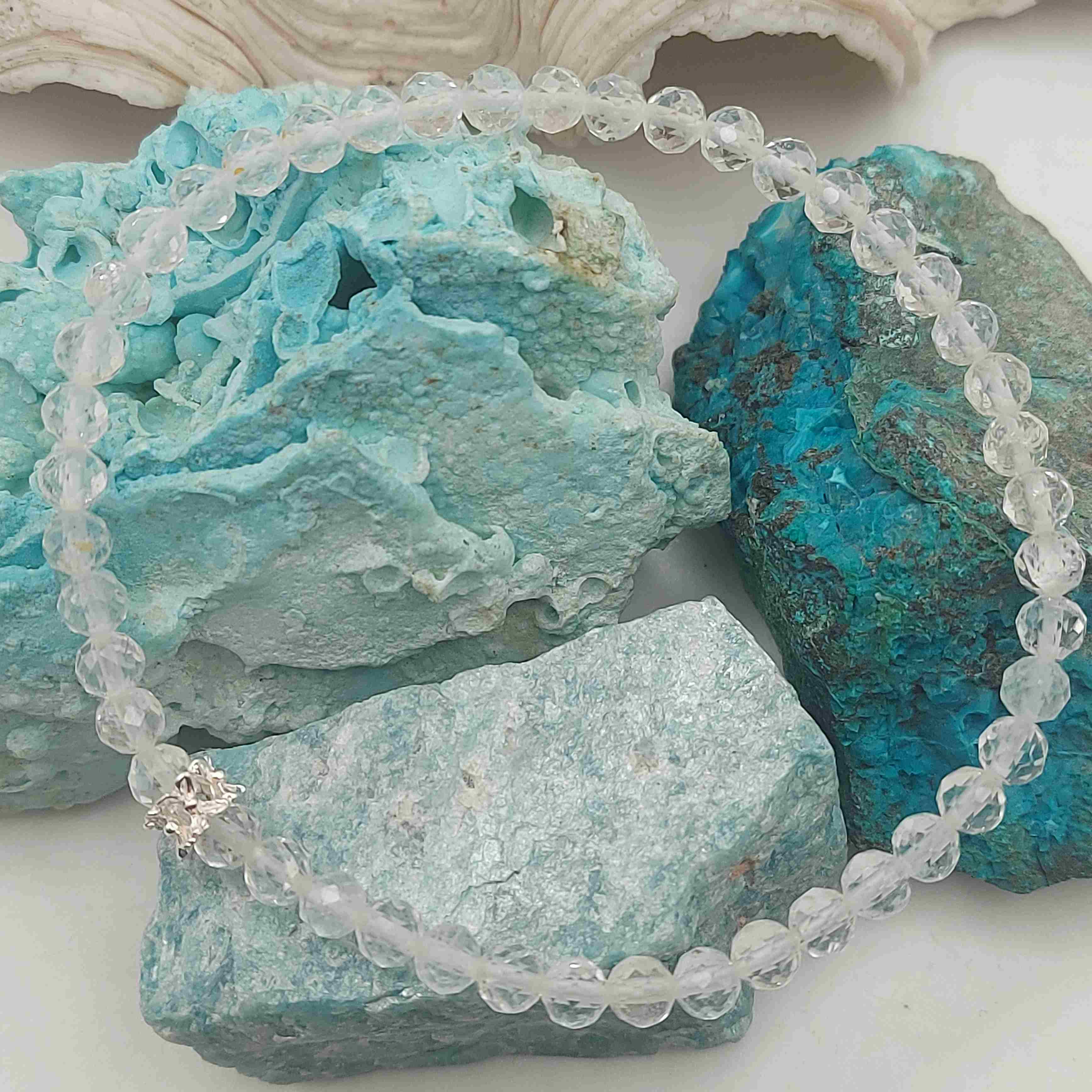 Fehér topáz női ásvány karkötő 925 ezüsttel