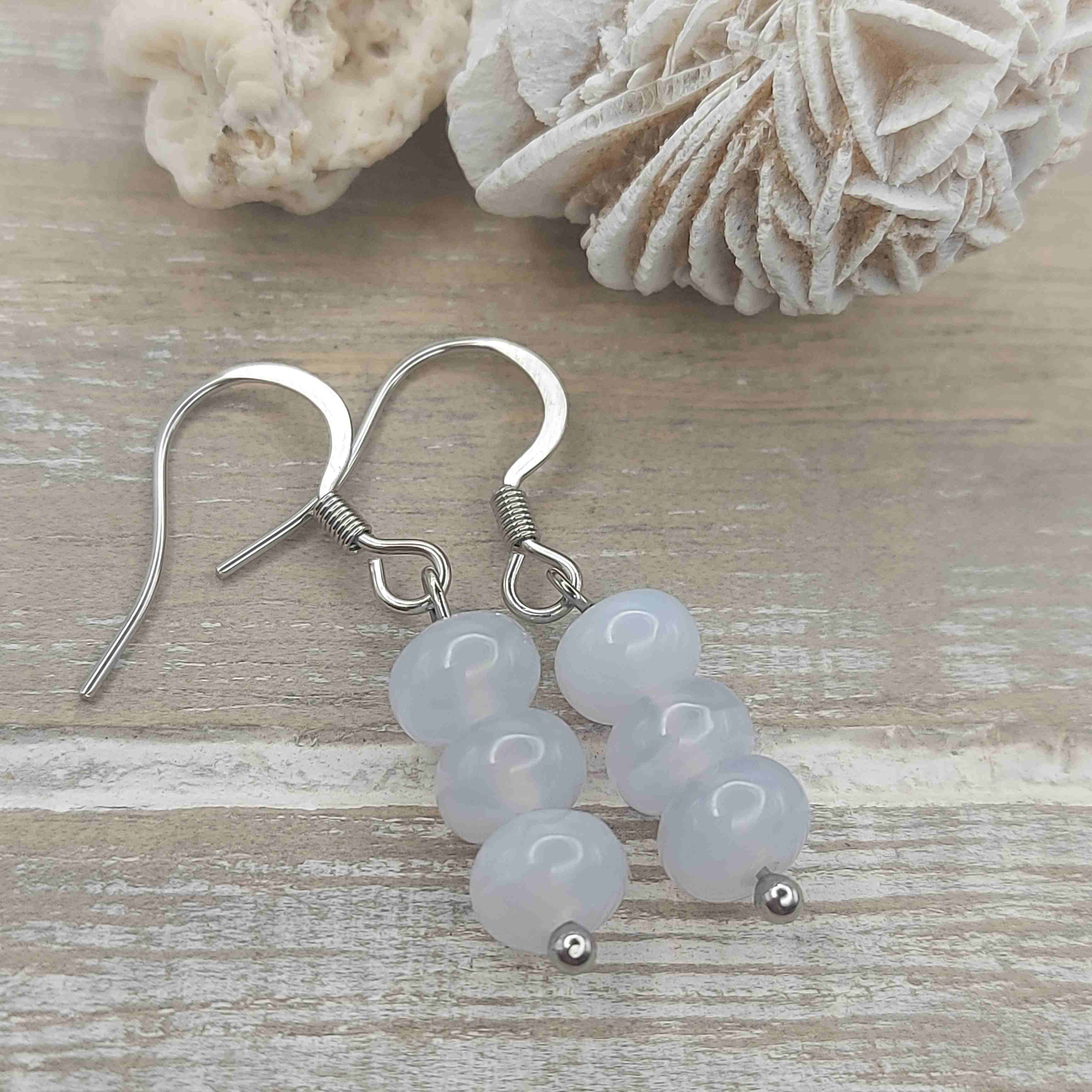 Kék kalcedon ásvány fülbevaló